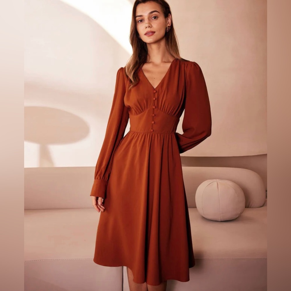 RIHOAS Rust Midi Dress